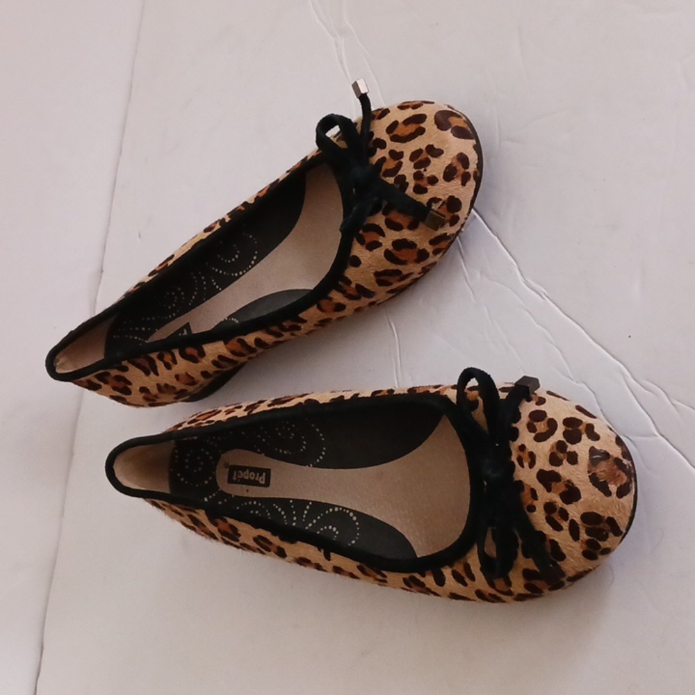 Propel faux-leopard print on calf-skin ballet flats-sz 7 1/2 AA
